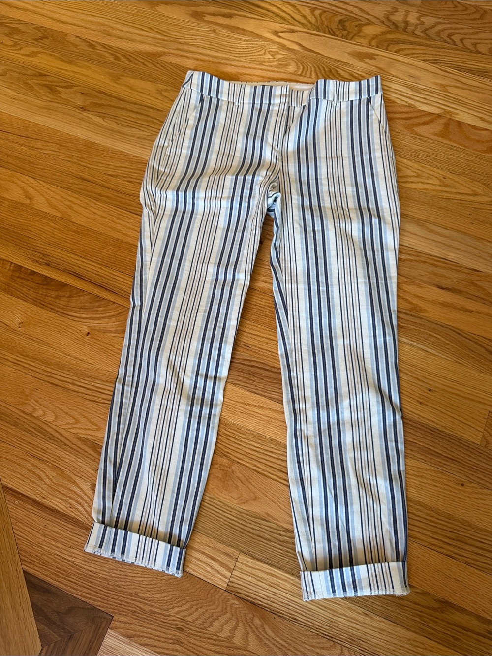Express White and Blue Striped Chinos